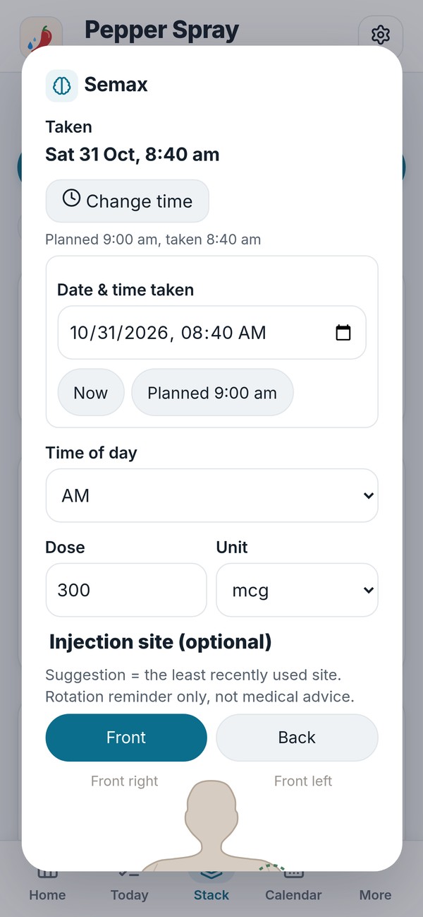 Logging a dose