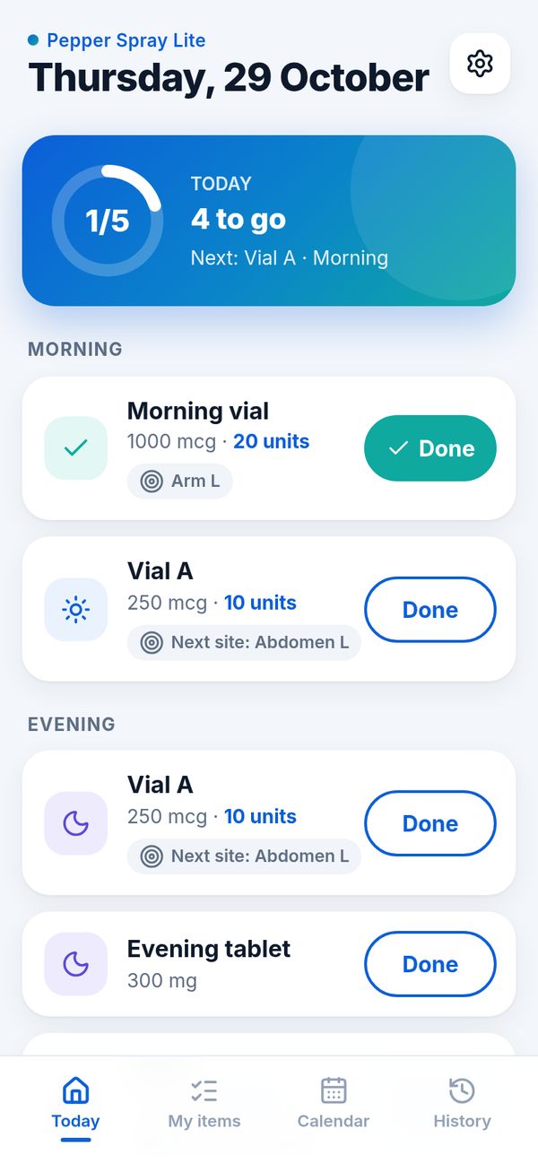 Lite Today screen